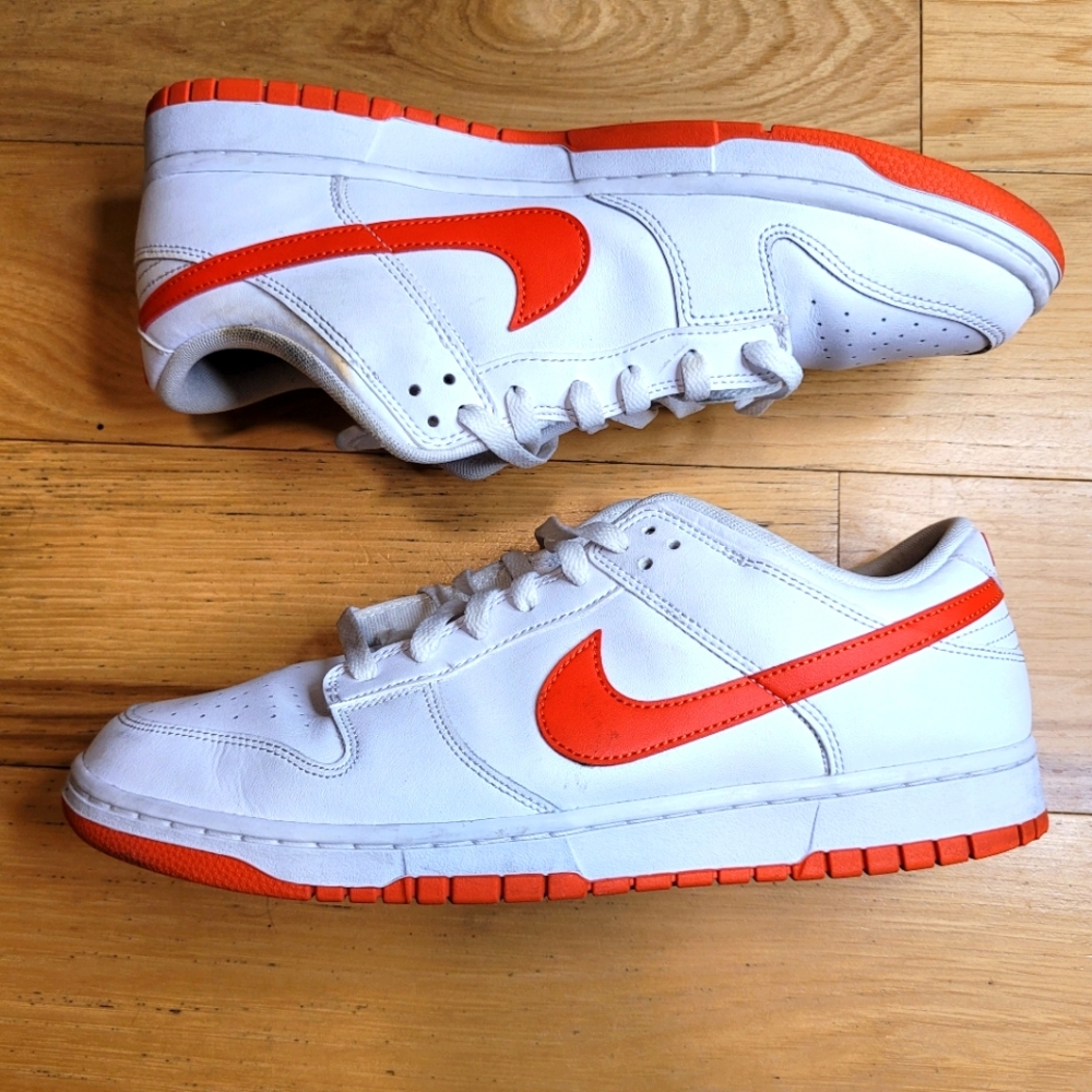 Nike Men size 12 Dunk Low Retro White Picante Red Sneakers DV0831-103